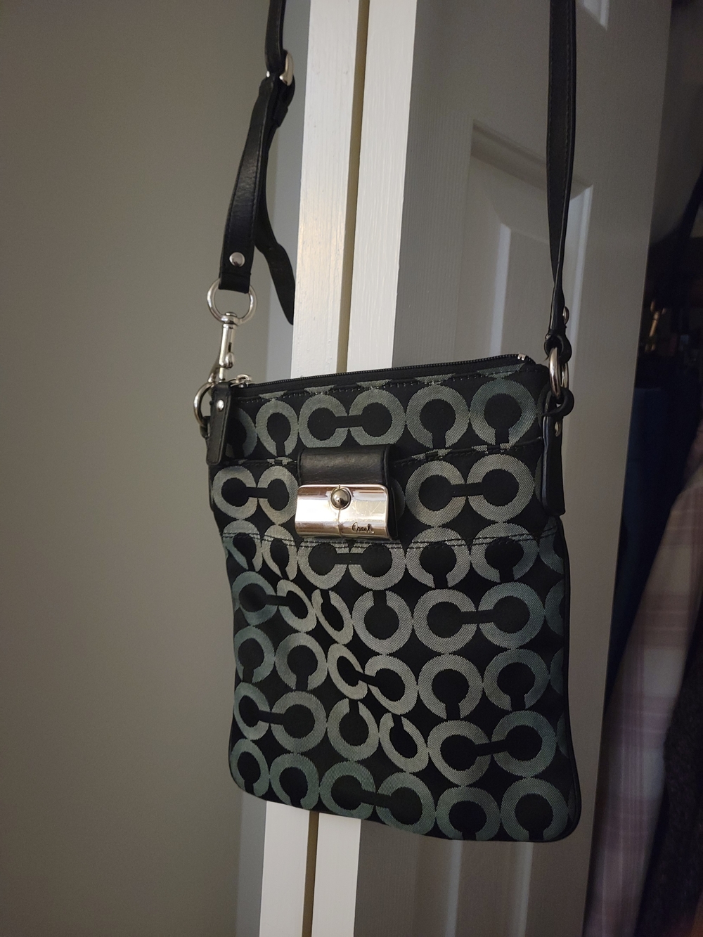 Coach Black and Gray Signature Crossbody Bag